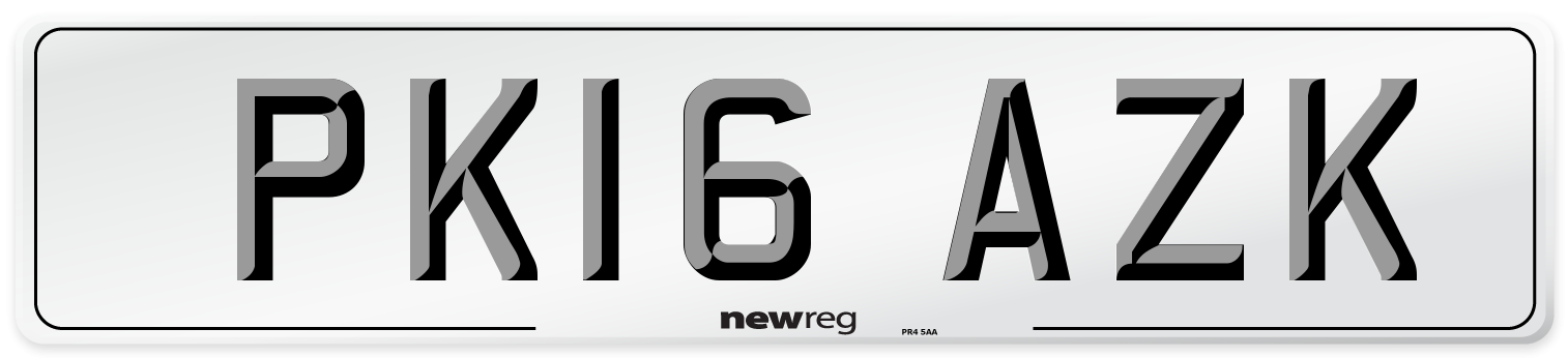 PK16 AZK Number Plate from New Reg